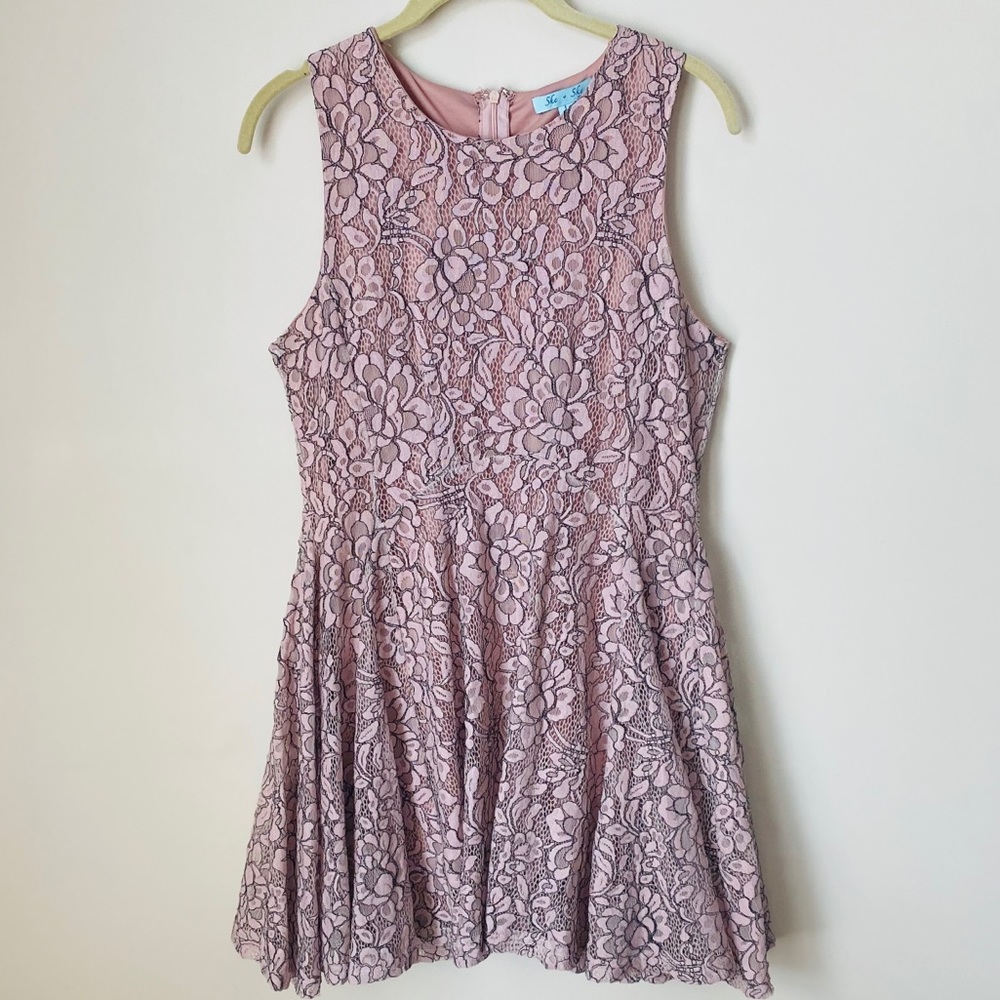 She and Sky Rose Lace Dress